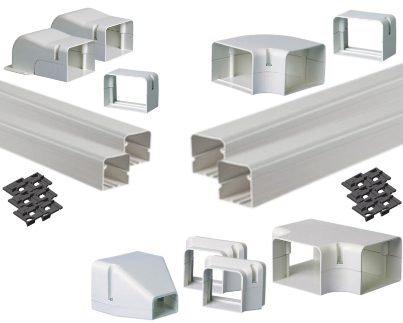 Montagekanal Set 5 - vorbereitete Auswahl für Leitungungskanal 70x65 und 105x75 mm weiß, für Innen- und Außenbereich